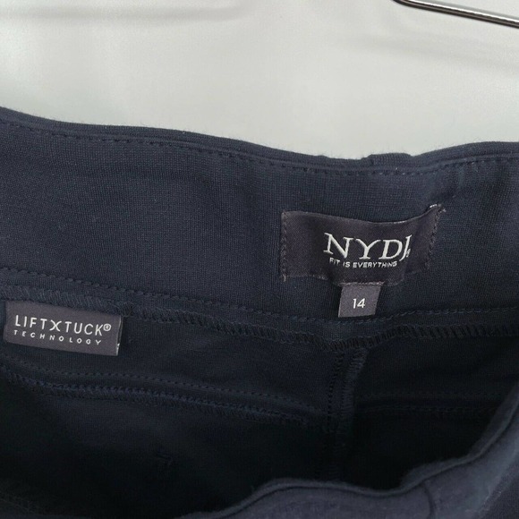 NYDJ Pull-On Faux Leather Stripe Knit Pants Navy - Picture 6 of 8